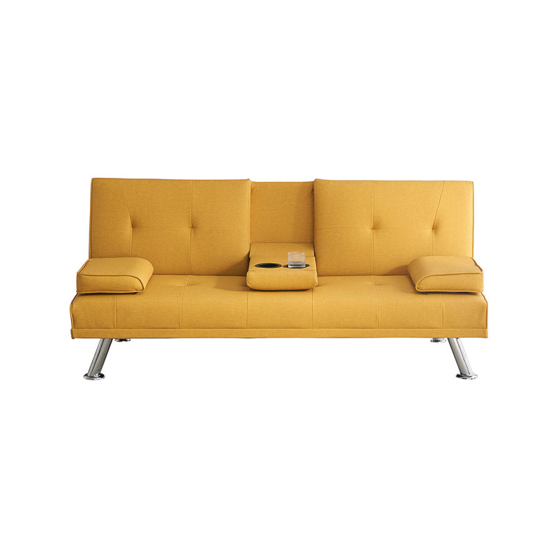 67 " Leather Sofa Bed, Yellow Leather