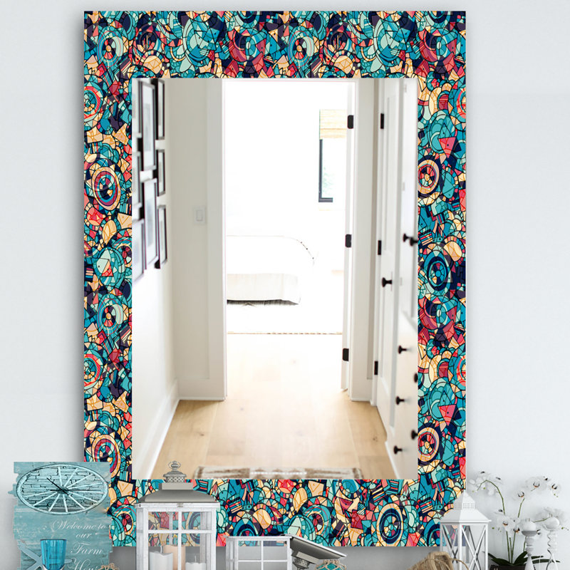 Geometric Hand Drawn - Modern Mirror - Printed Wall Mirror, 29.5" W x 39.4" H