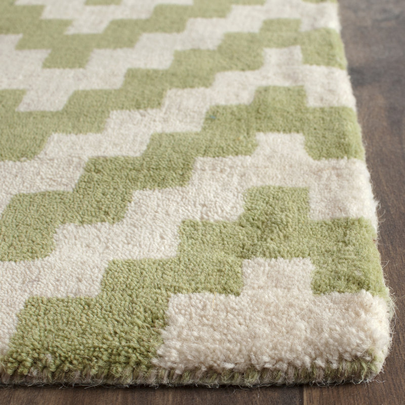 Deedgra Hand Tufted Wool Chevron Rug, Runner 2'6" x 8'