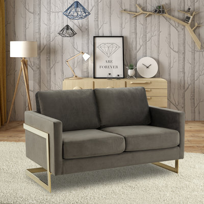 Causeuse moderne en velours avec cadre doré Bellago