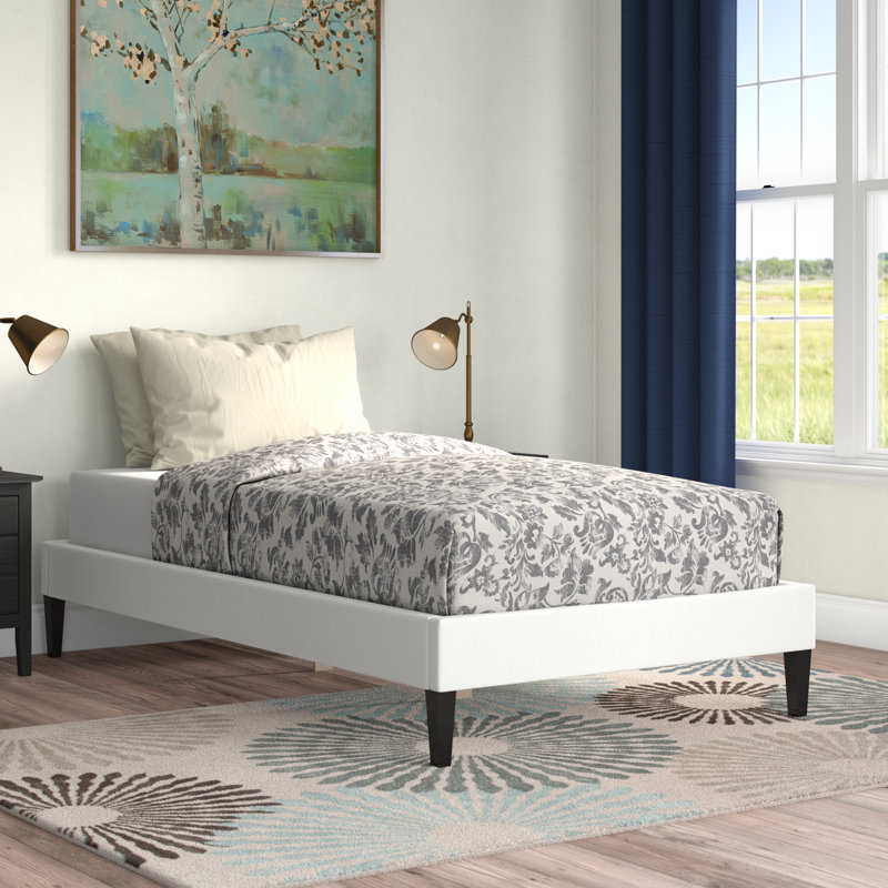 Sharon Bed with Squared Tapered Legs, White, Full