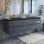 Ensemble de meuble-lavabo mural 72 po en contreplaqué gris avec lavabo à sable à quartz intégré
