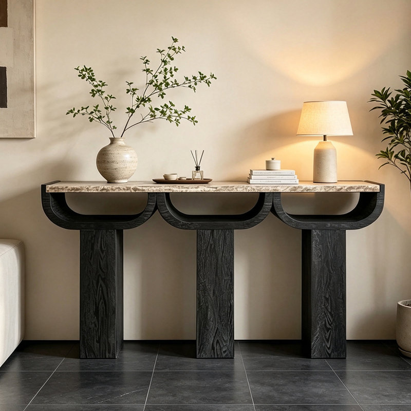 Console Mid-Century, 33.5" H x 63" W x 13.8" D