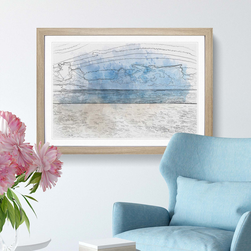 Beach in Mexico in Abstract - Picture Frame Graphic Art Print, Oak Framed, 27cm H x 36cm W x 2cm D
