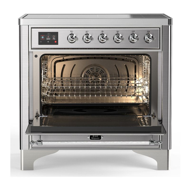 Cuisinière à induction 36 pouces avec 6 éléments à induction en acier inoxydable Majestic III Series (garniture chromée)