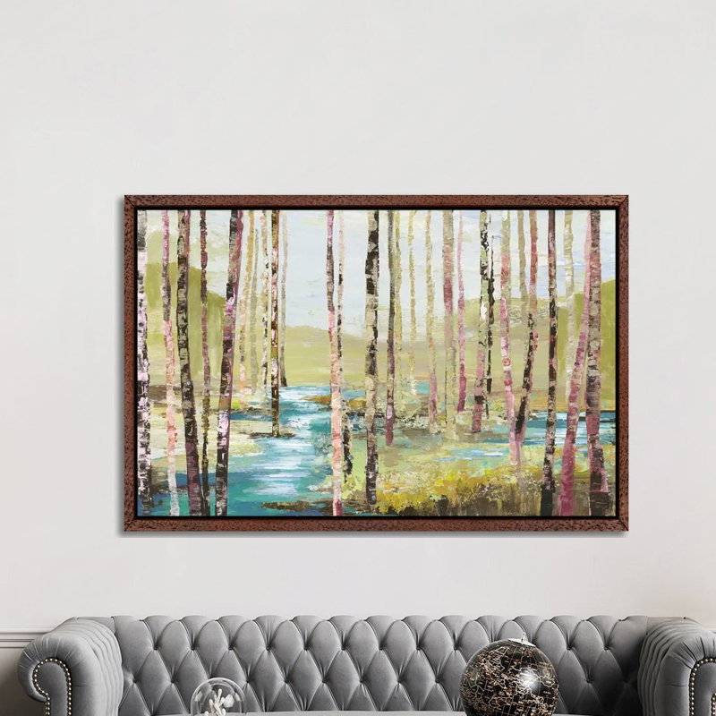 Group Of Birch by Allison Pearce - Painting on Canvas, Classic Brown Wood Framed Canvas, 152.5 cm H x 101.5 cm W