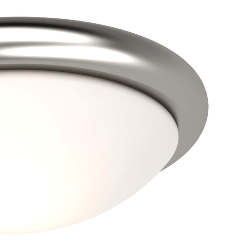 1-Light Indoor 11"W Brushed Nickel Simple Round Flush Mount with Twist On White Opal Glass Dome Shade