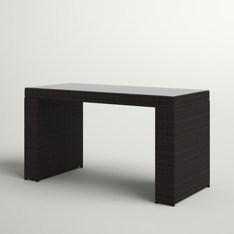 Larren Rectangular Glass Outdoor Bar Table