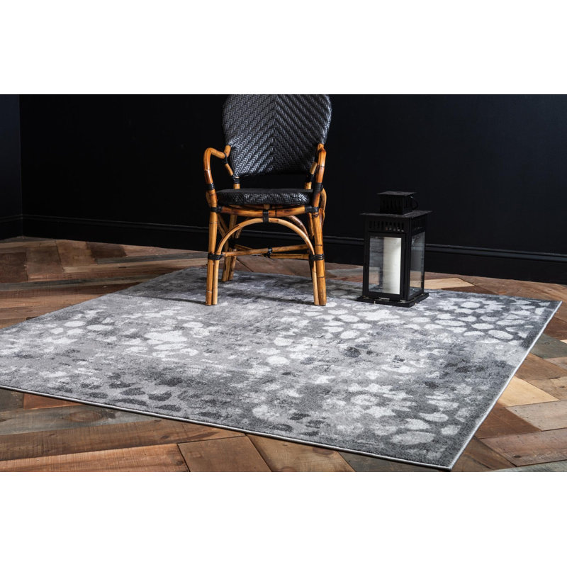 Brandt Floral Area Rug, Square 8', Dark Gray