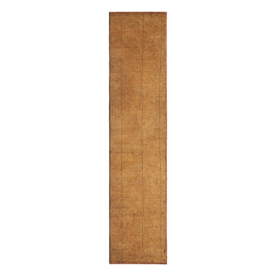 Vintage Tuareg Mat Runner, Warm Beige With Rich Brown Stripes - Rug & Kilim