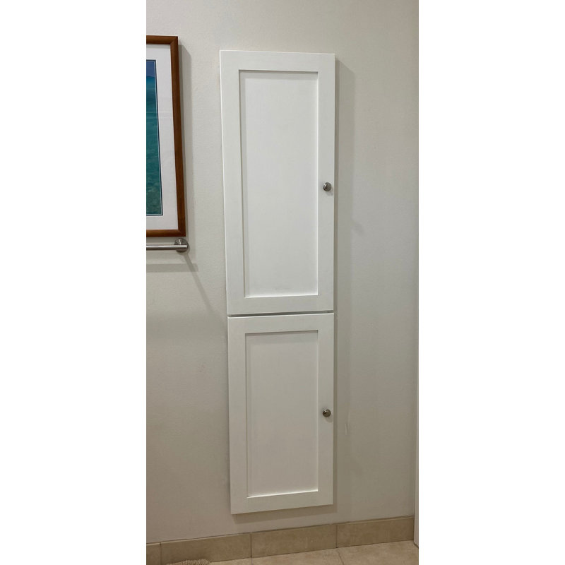 Frontline Shaker Recessed Frameless 2 Door Medicine Cabinet with Adjustable Shelves, White