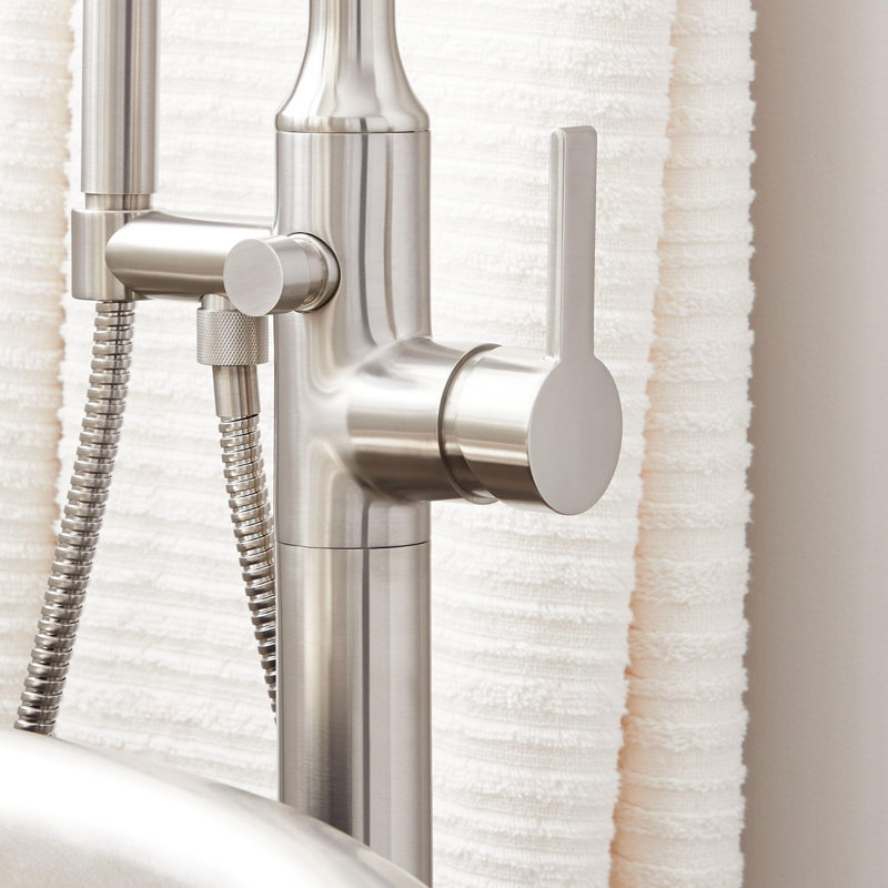 Lentz Freestanding Tub Faucet with rough-in valve - Lever Handle, Brushed Nickel