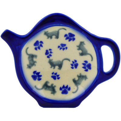 Polmedia Boo Boo Kitty Paws Stoneware Tea Bag Plate