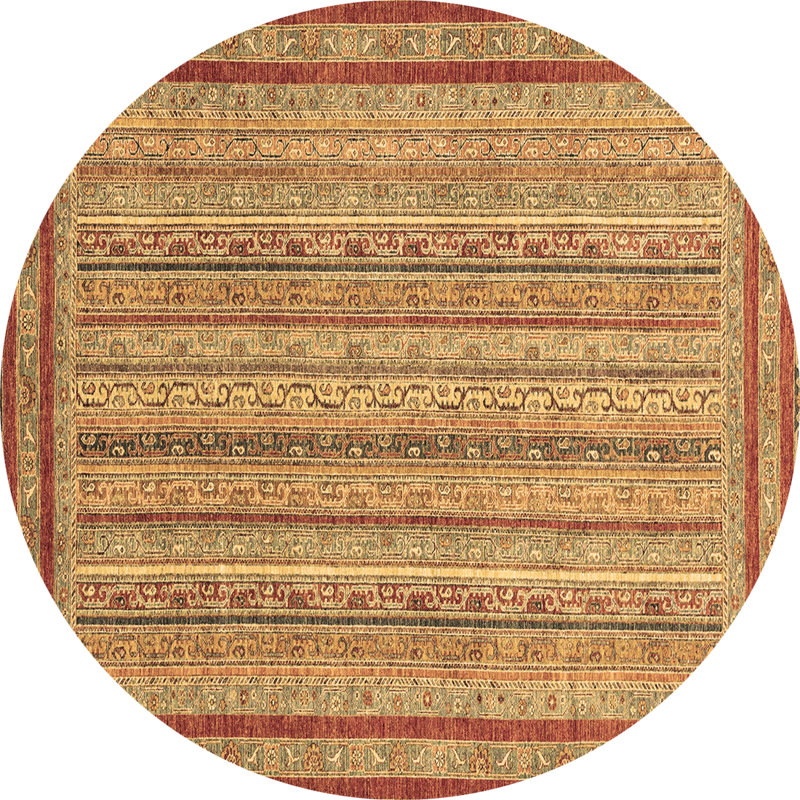Tapis rayé fabriqué à la machine rond de 3 pi en brun / rouge / gris