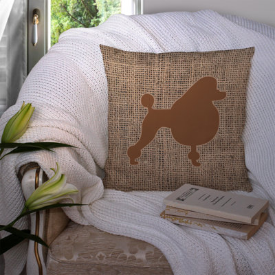 Poodle Burlap Indoor/Outdoor Throw Pillow
