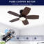 Ventilateur de plafond encastré avec lumière à intensité variable 3CCT, ventilateur à distance DC réversible en bois massif pour la maison et le patio