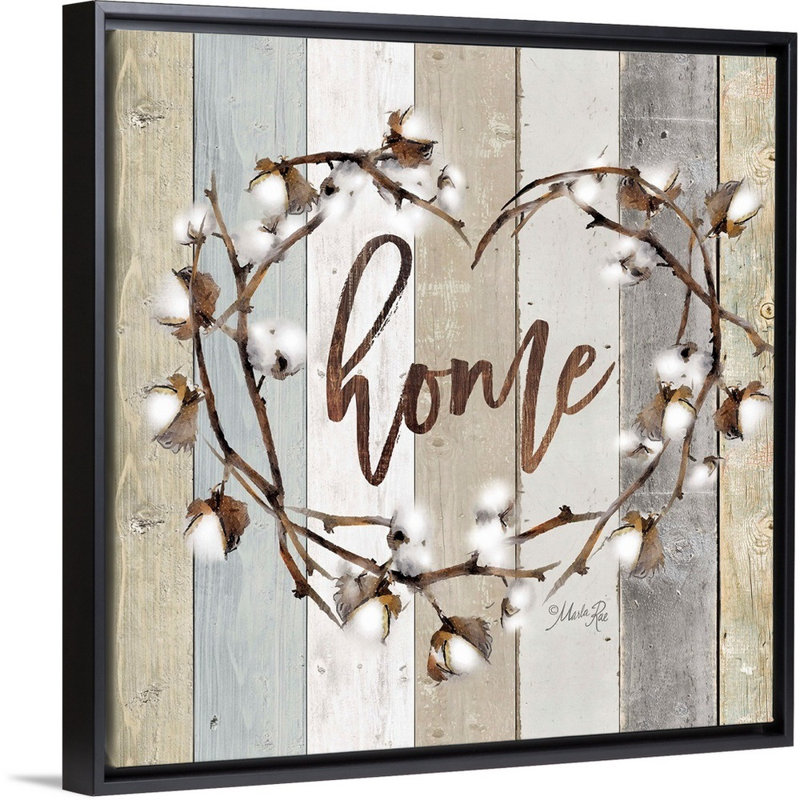 Reproduction d’art textuel sur toile, "maison en coton" par Marla Rae, Cadre noir, H 32 po x l 32 po x P 1,75 po