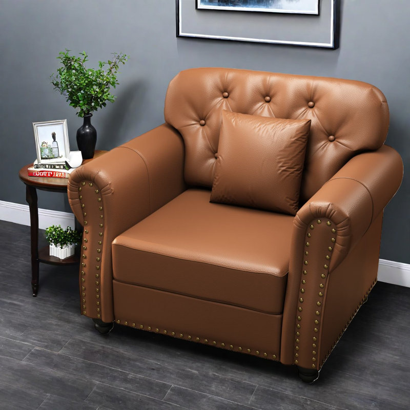 Canapés confortables en similicuir de style moderne Chesterfield de 41,3 pouces pour la maison