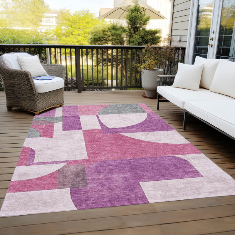 Tapis rosé intérieur / extérieur lavable à la machine Cinead ACN1692, Rectangle 5 pi x 7 pi 6 po