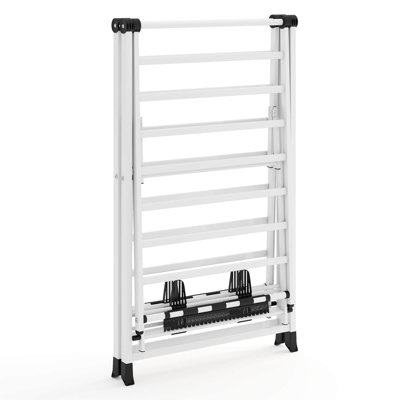 Foldable Metal Laundry Drying Rack with Height Adjustable Wings, 20 Drying Rails White
