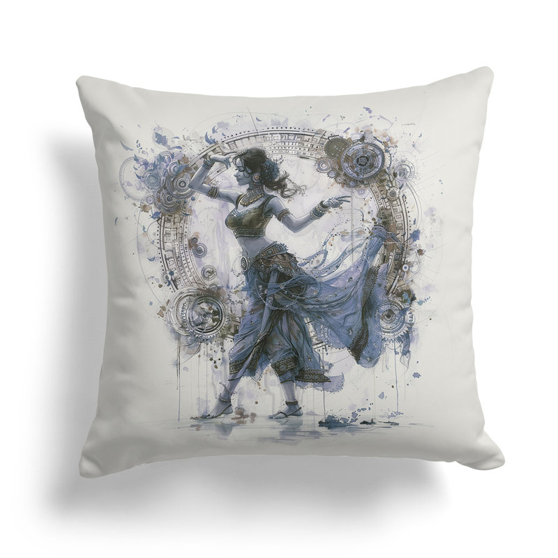 Coussin Enchanting Rhythms of India, H 16 po x l 16 po, Bleu / Vert