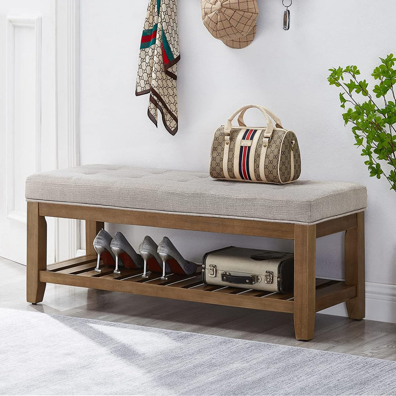 Chemash Upholstered Bench, Linen