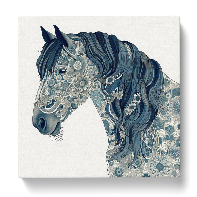 Shire Horse Paisley Art - Wrapped Canvas, 50cm H x 50cm W x 3cm D