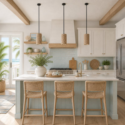 1- Light Boho Hand-Woven Rattan Pendant Light