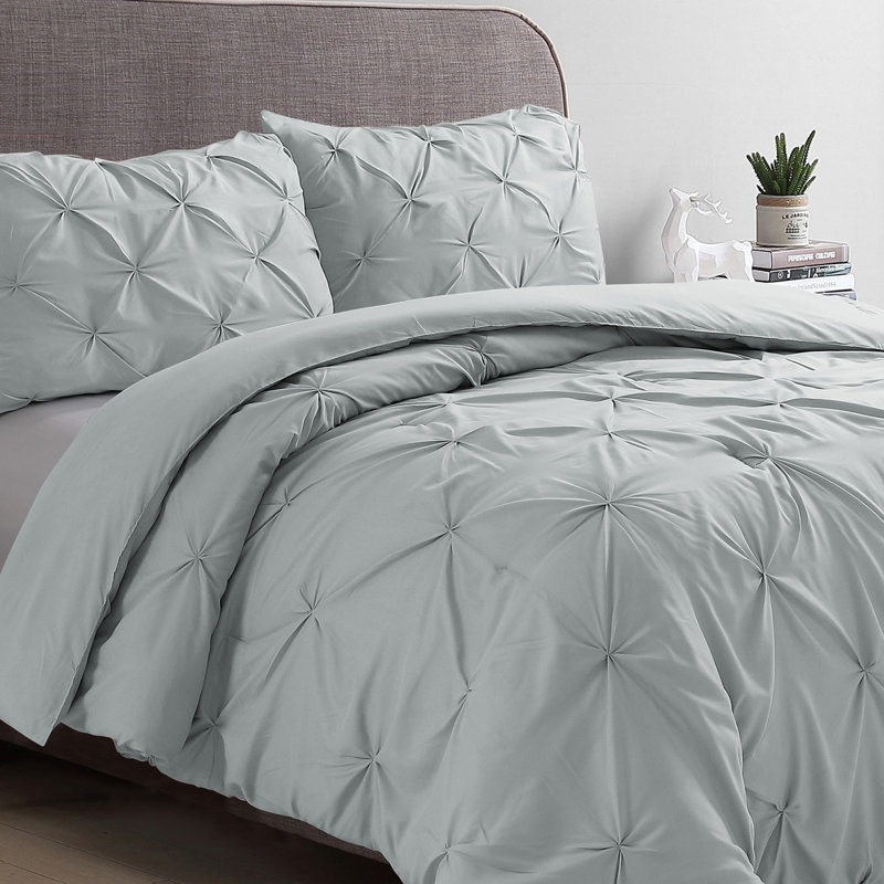 Ensemble d'édredon de 3 pièces en microfibre à nervures Swift Home - couleurs unies et motifs rayés - toutes saisons, durable, facile d'entretien