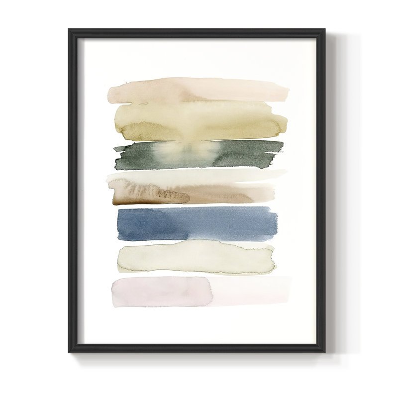 Impression encadrée «Faint Swatches II» - bois massif, Noir, H 10 po x l 8 po