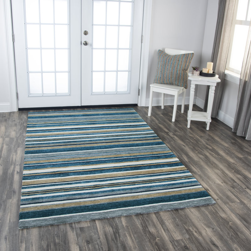Tapis rayé touffeté à la main Boylan, Rectangle 8 pi 6 po x 11 pi 6 po