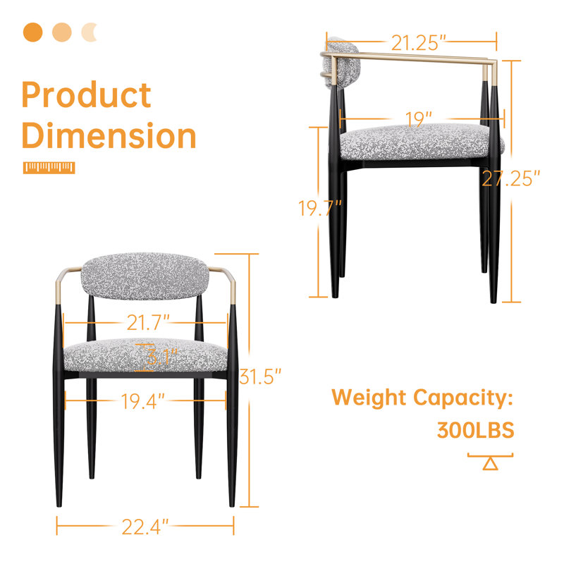 Chaises de salle à manger rembourrées Boucle, Gris