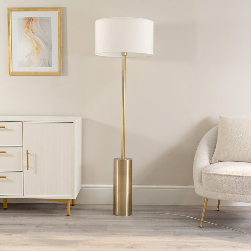 Alizander Adalize 150cm Traditional Floor Lamp, White, Antique Brass
