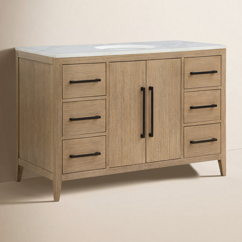Alsup 48'' W Single Vanity, Wire Brushed Oak