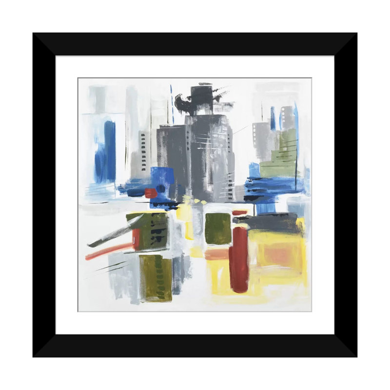 « architectural abstract », reproduction d’art sur toile tendue, H 24 po x l 24 po x P 1 po, Papier d'art encadré noir, Blanc