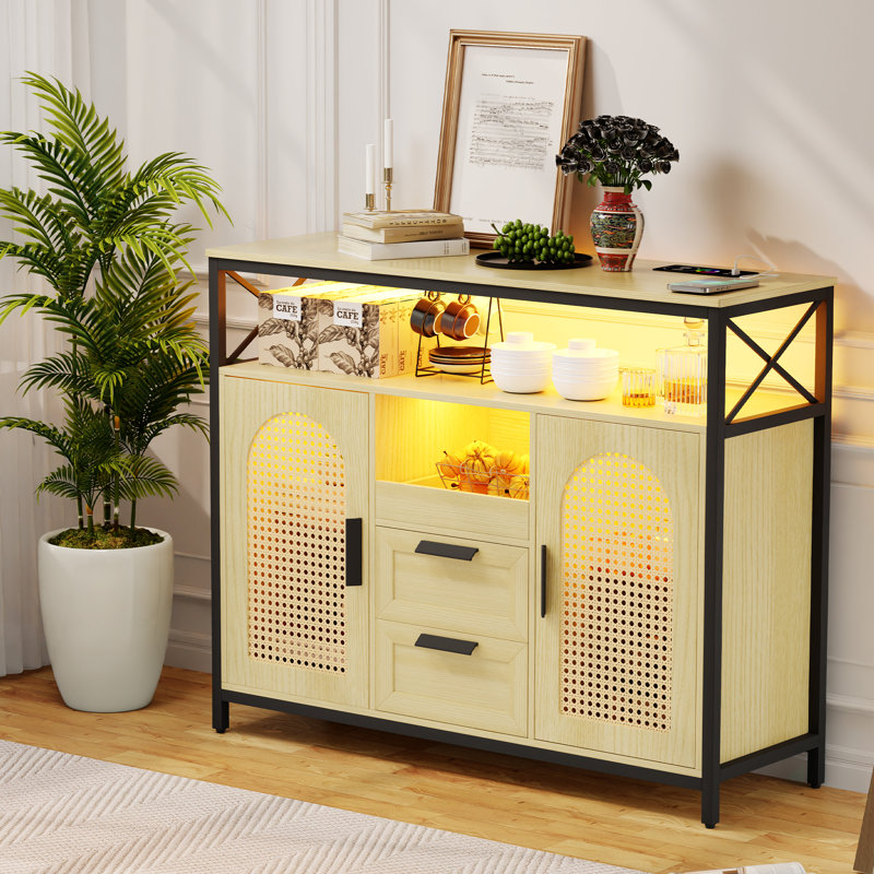 Anquetta 40" RGB Sideboard with Wireless Charging Station, White