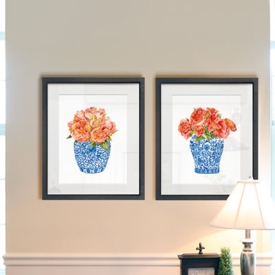 " Sweet Peonies I " 2 - Pieces Painting Print