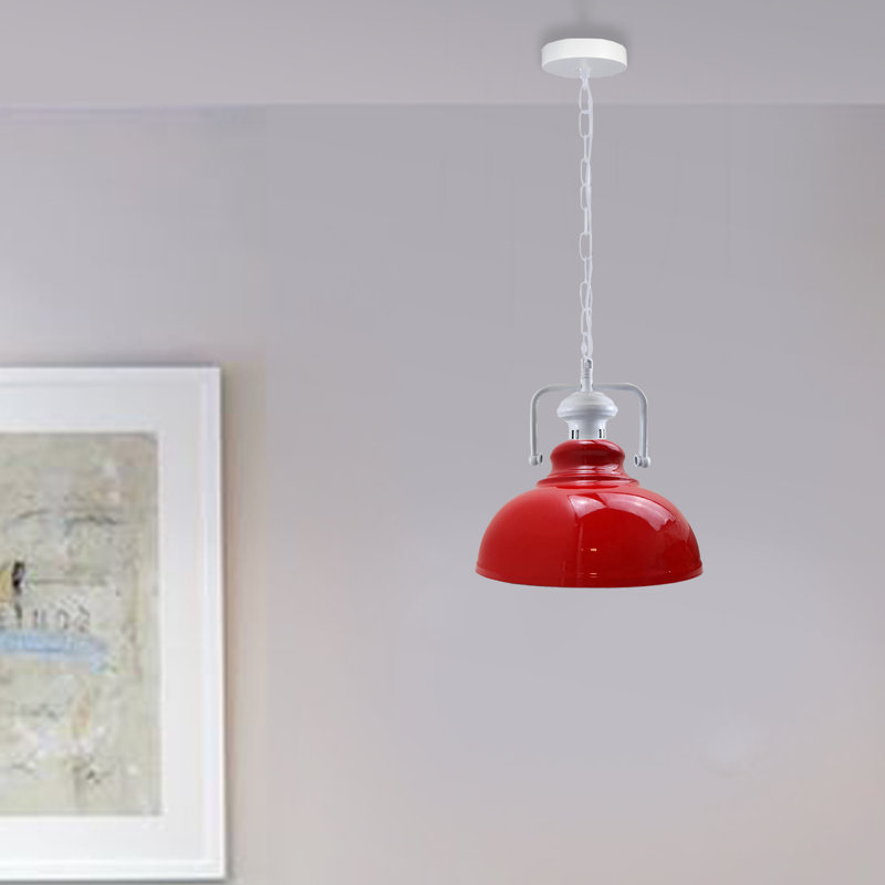 Lockett 1 - Light Satin Nickel Pendant, Red