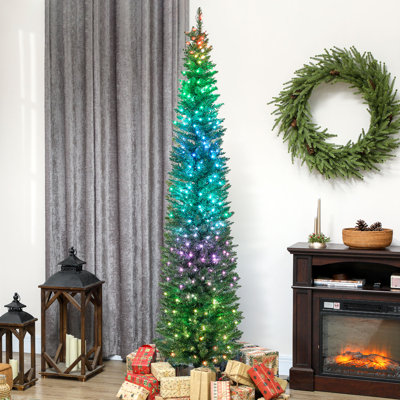 Arbre de Noël 7,5 pi avec DEL synchronisées bricolage, arbre de Noël, vert