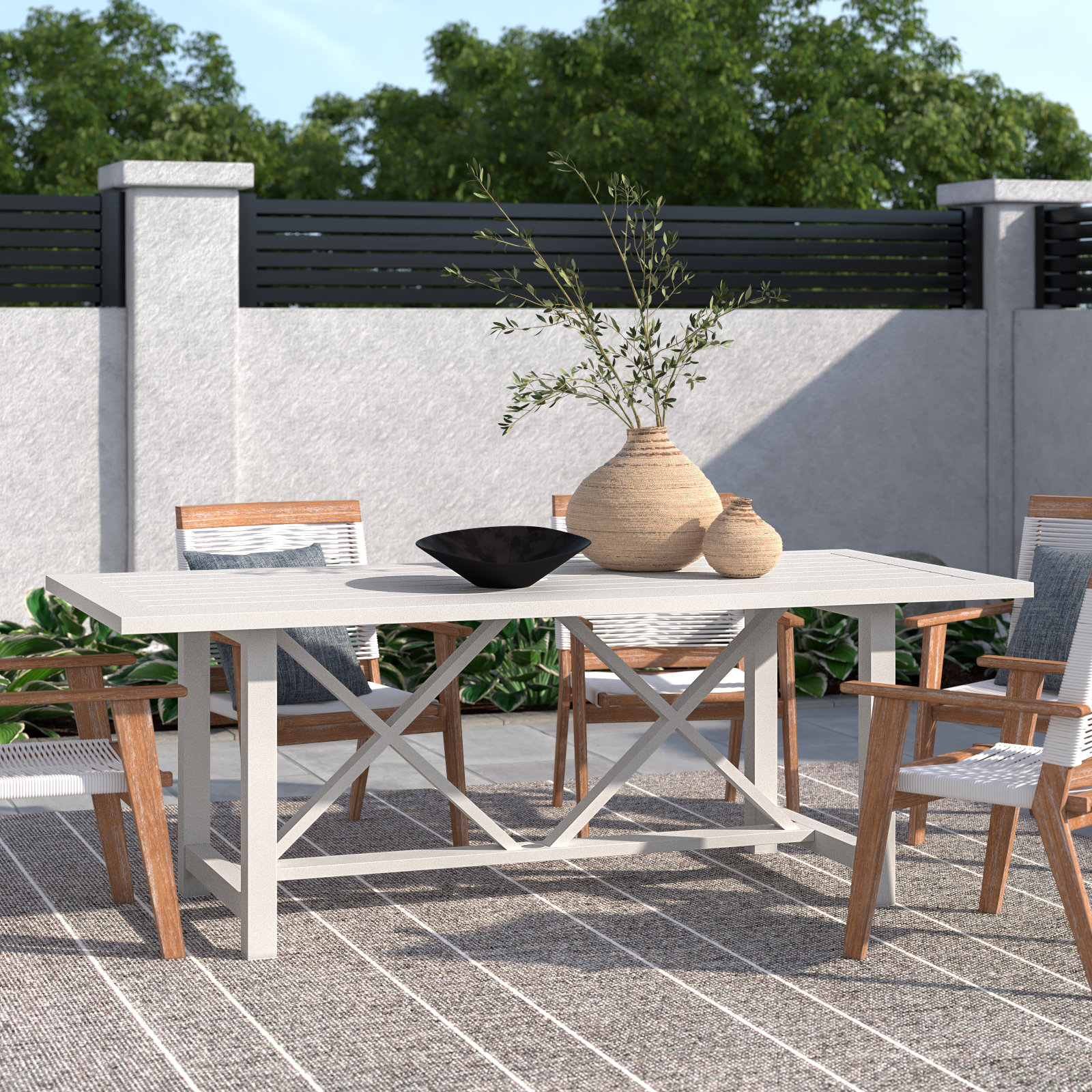 Avalynne 84'' Aluminum Outdoor Dining Table
