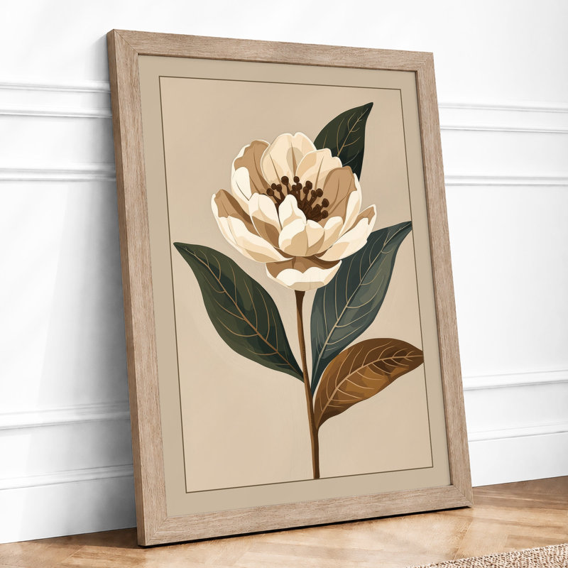 Pale Study Botanical - Framed Print, A2 - 59.4 x 42.0 cm, Oak