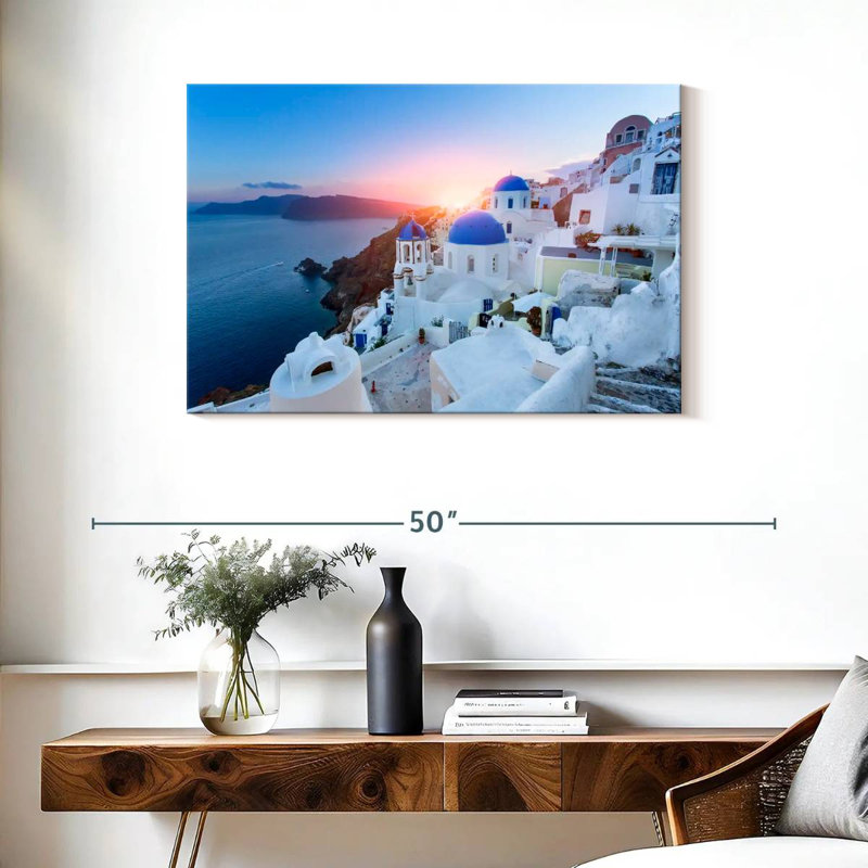 «Ch Church In Santorini», reproduction sur toile, H 24 po x l 36 po x P 1,25 po