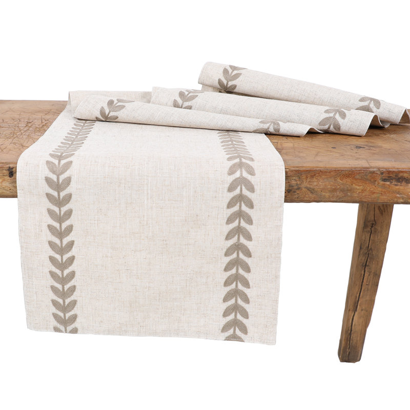 Truesdale Floral Rectangular Table Runner, 108" L x 15" W, Taupe