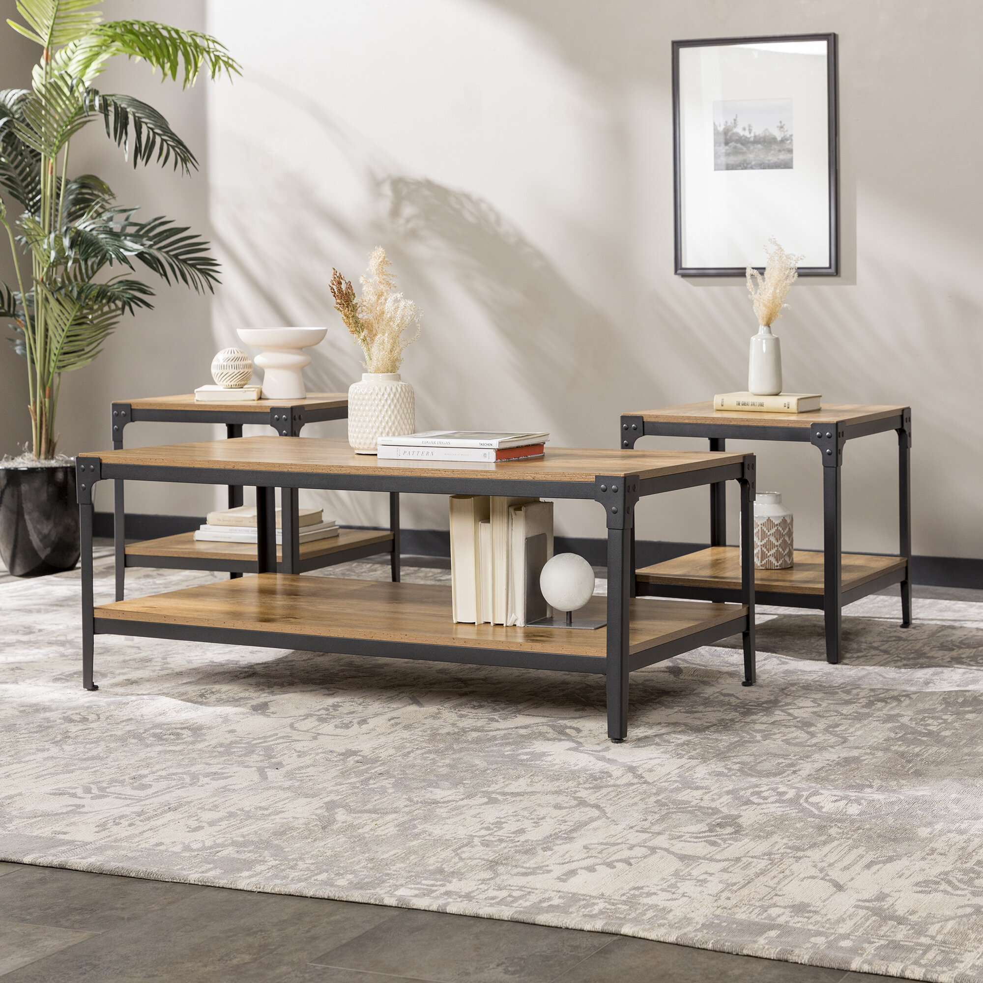 17 stories gravelle 3 - piece living room table set & reviews