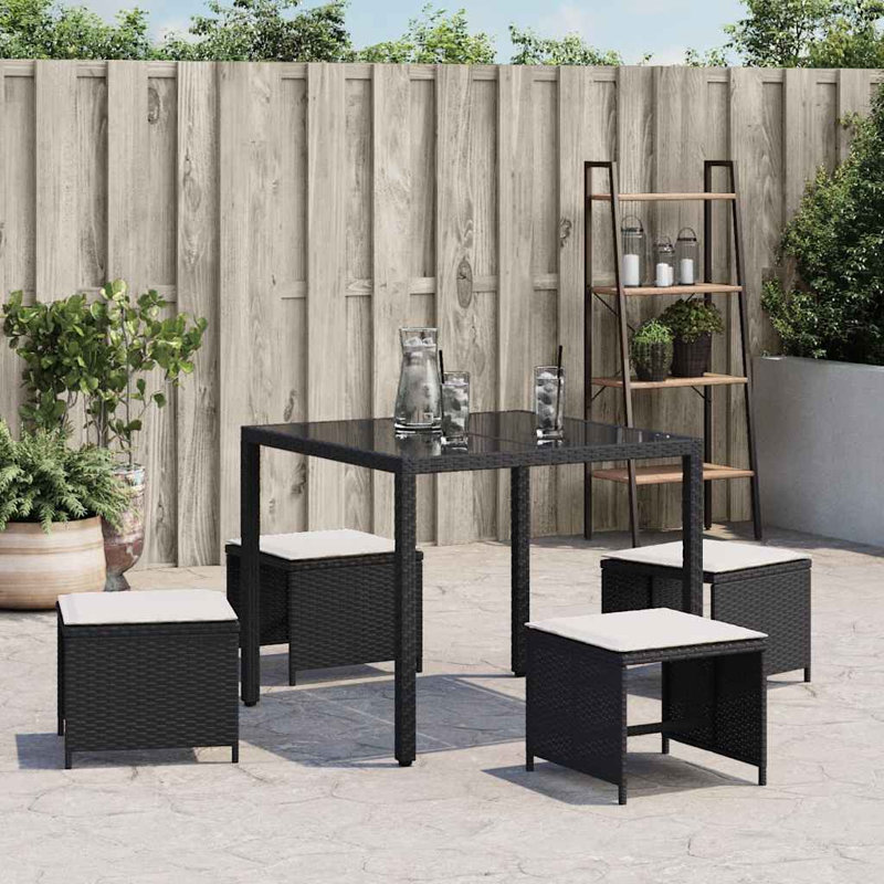 Outdoor Ottoman, Cream White, Black