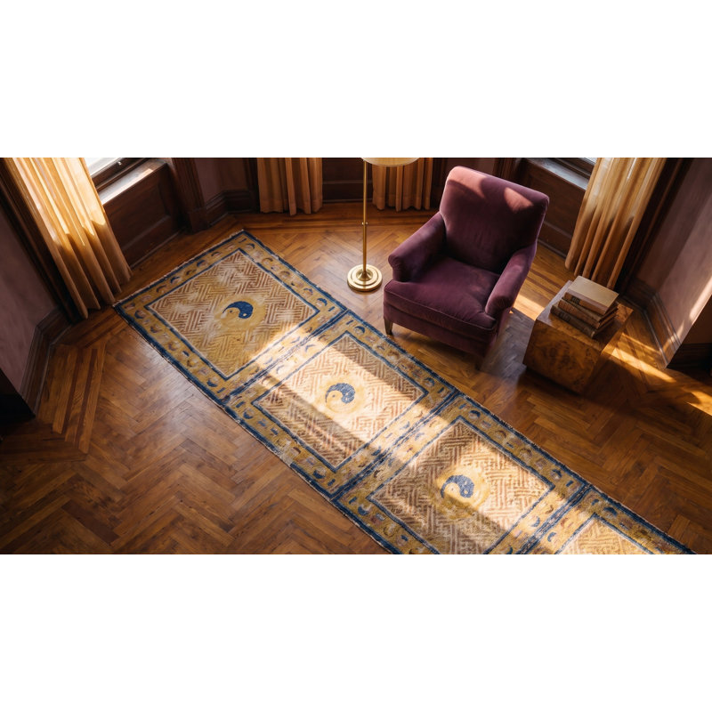 Tapis jaune antique en laine Ningxia
