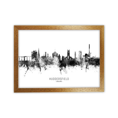 Huddersfield England Skyline Black White City Name by Michael Tompsett - Print
