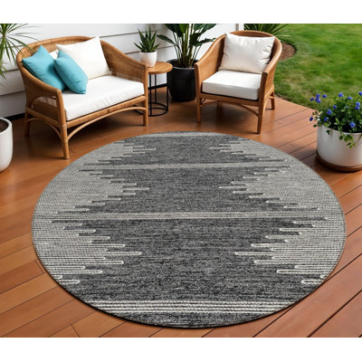 Tapis intérieur rond lavable abstrait ivoire 8 pi
