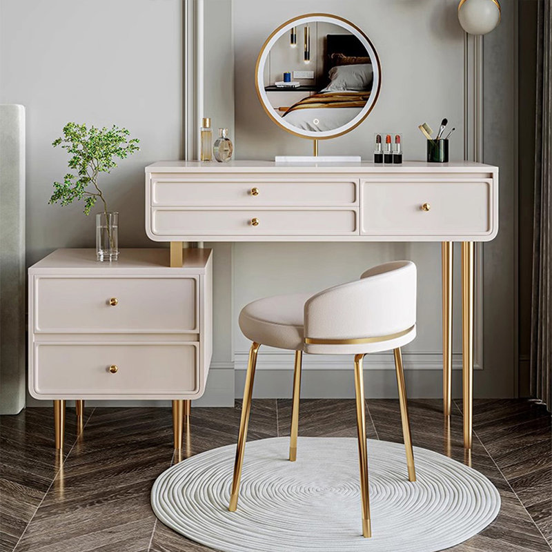 Makeup Vanity with Light mirror,5 drawers,1 chair