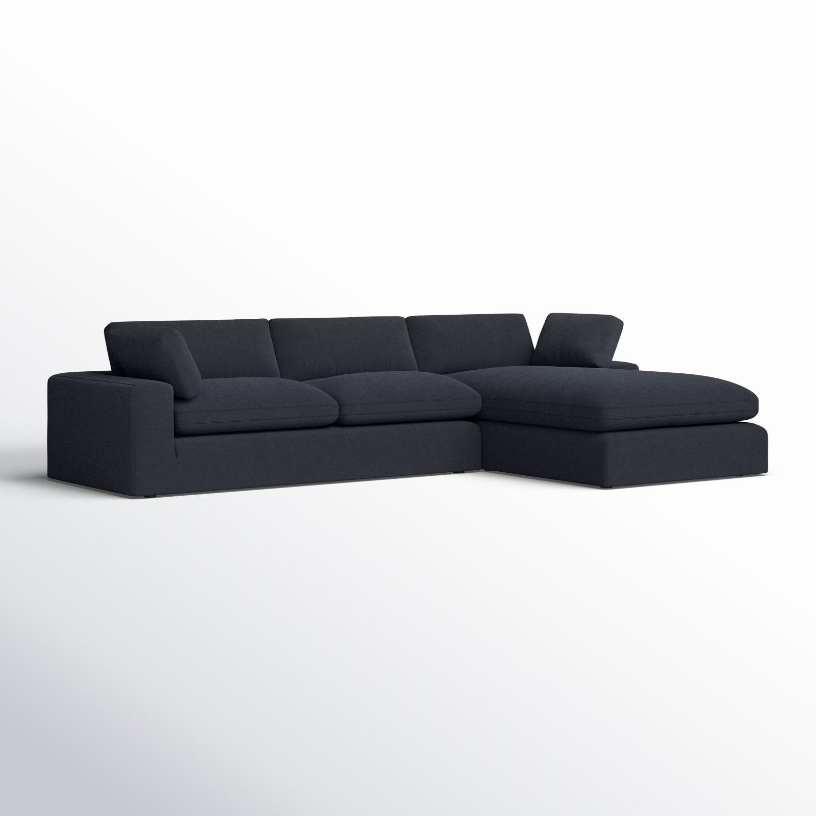 Asher Sofa and Chaise, Peyton Dark Slate Gray Pepper Canvas, Right Hand Facing
